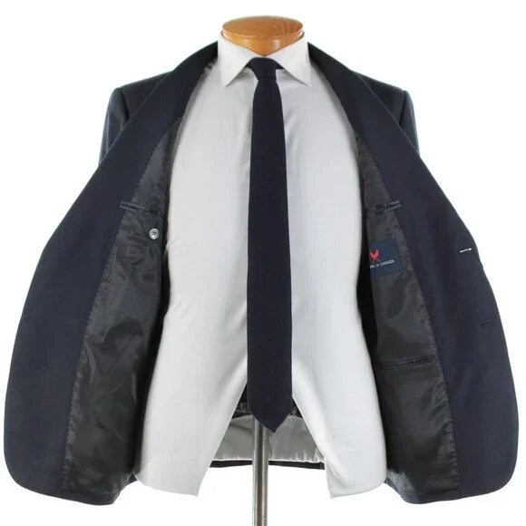 Cardinal of Canada NWT 100% Wool Sport Coat Size 40S US In Solid Navy Blue